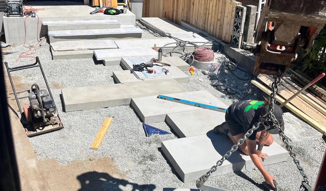 Second Generation Landscapes hardscaping construction in progress